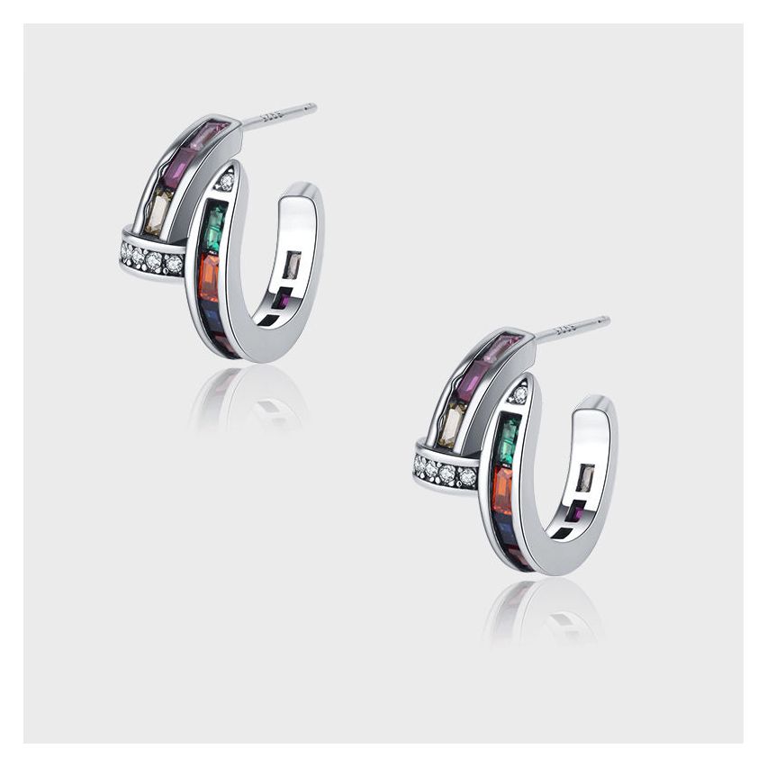 BOHEMIAN Rhodium Plating 925 Silver Zircon Balinese Earrings