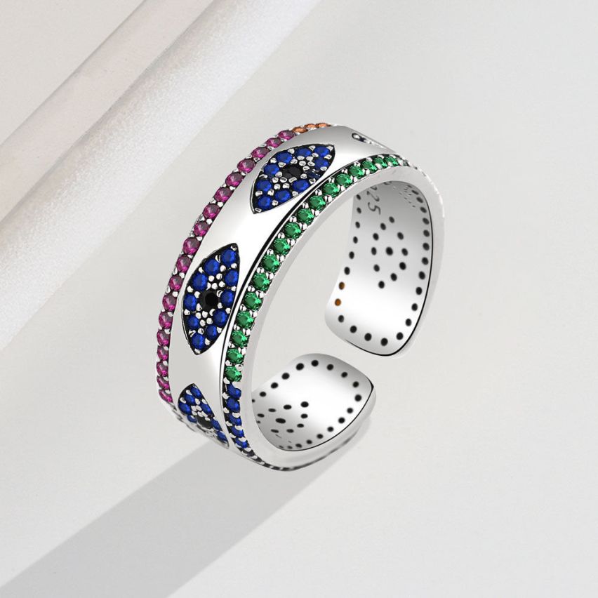 BOHEMIAN Rhodium Plating 925 Silver Zircon Balinese Rings