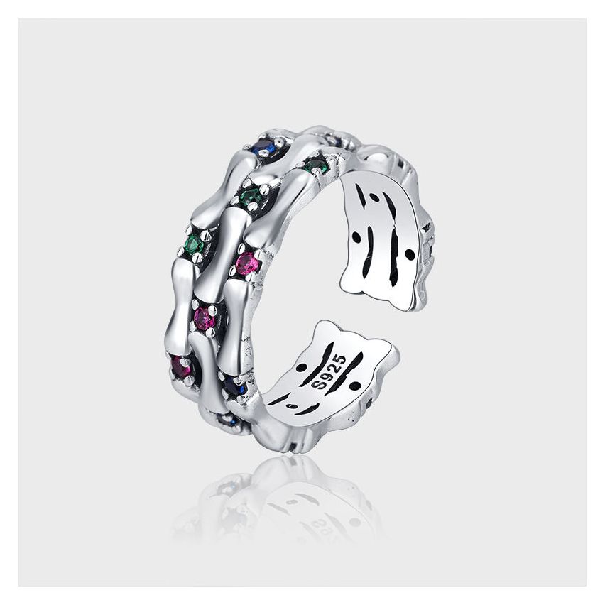 BOHEMIAN Rhodium Plating 925 Silver Zircon Balinese Rings