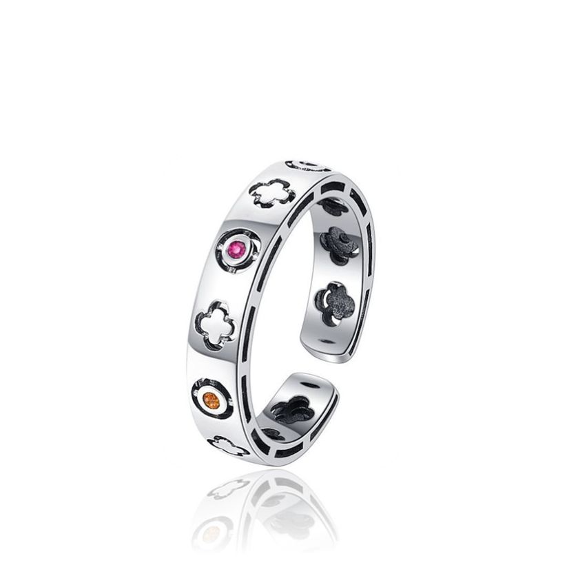 BOHEMIAN Rhodium Plating 925 Silver Zircon Urban street Rings 