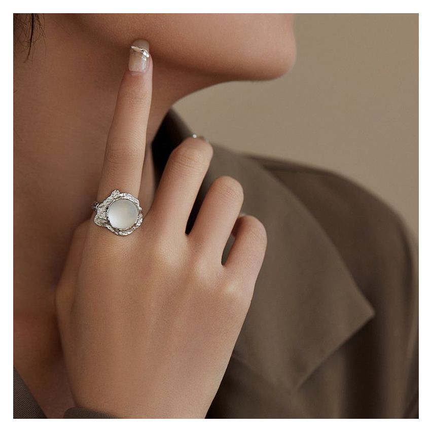 925 Silver Rhodium Plating Corumdun Texture Rings