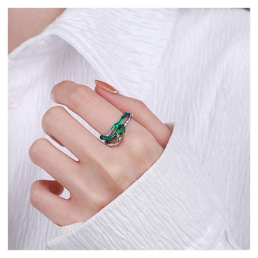 ESSENTIAL Rhodium Plating 925 Silver Zircon Texture Rings