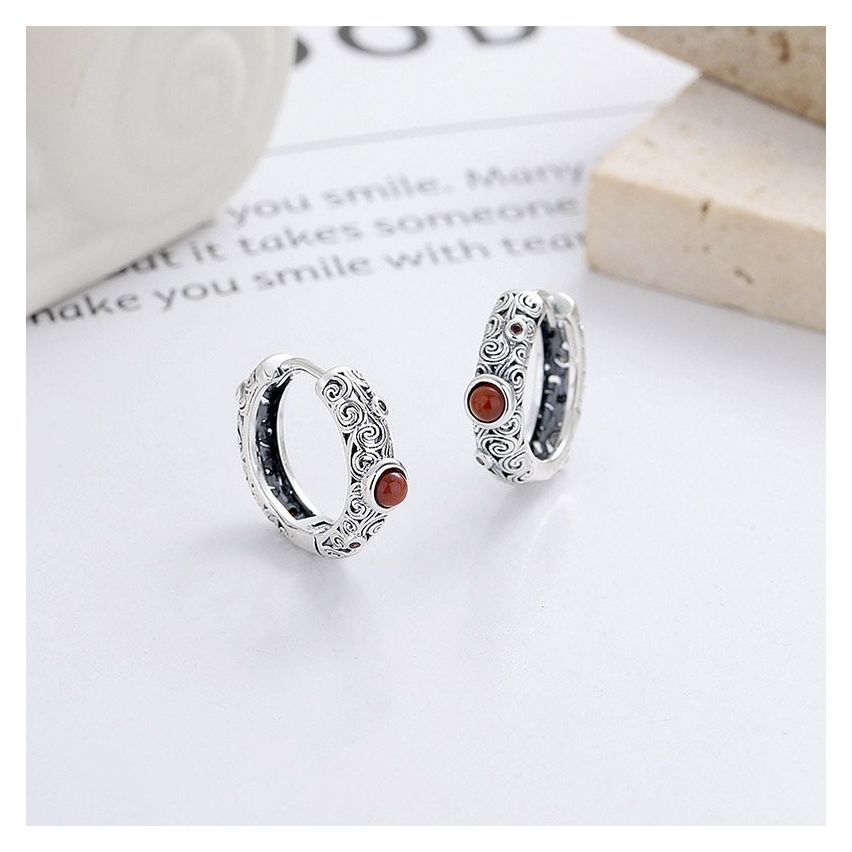 925 Silver Rhodium Plating Agate Urban street Earrings