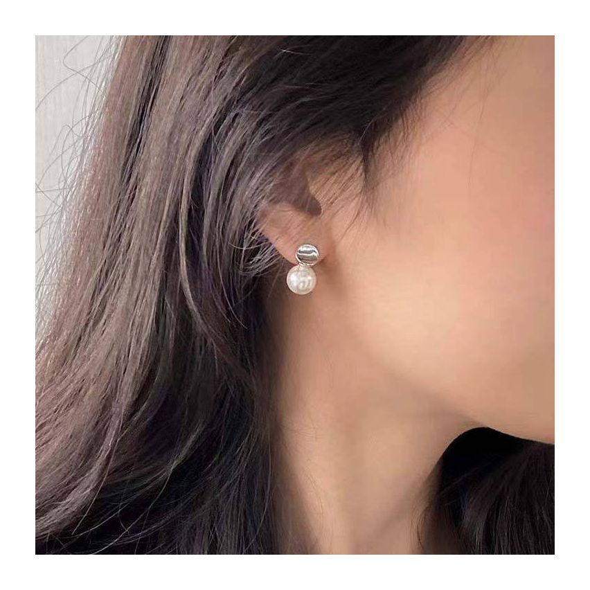 Rhodium Plating Artificial mother of pearl Pearls Earrings 3.8g