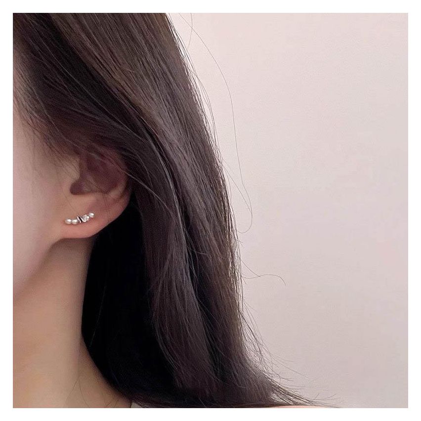 925 Silver Rhodium Plating Artificial mother of pearl Stud Earrings