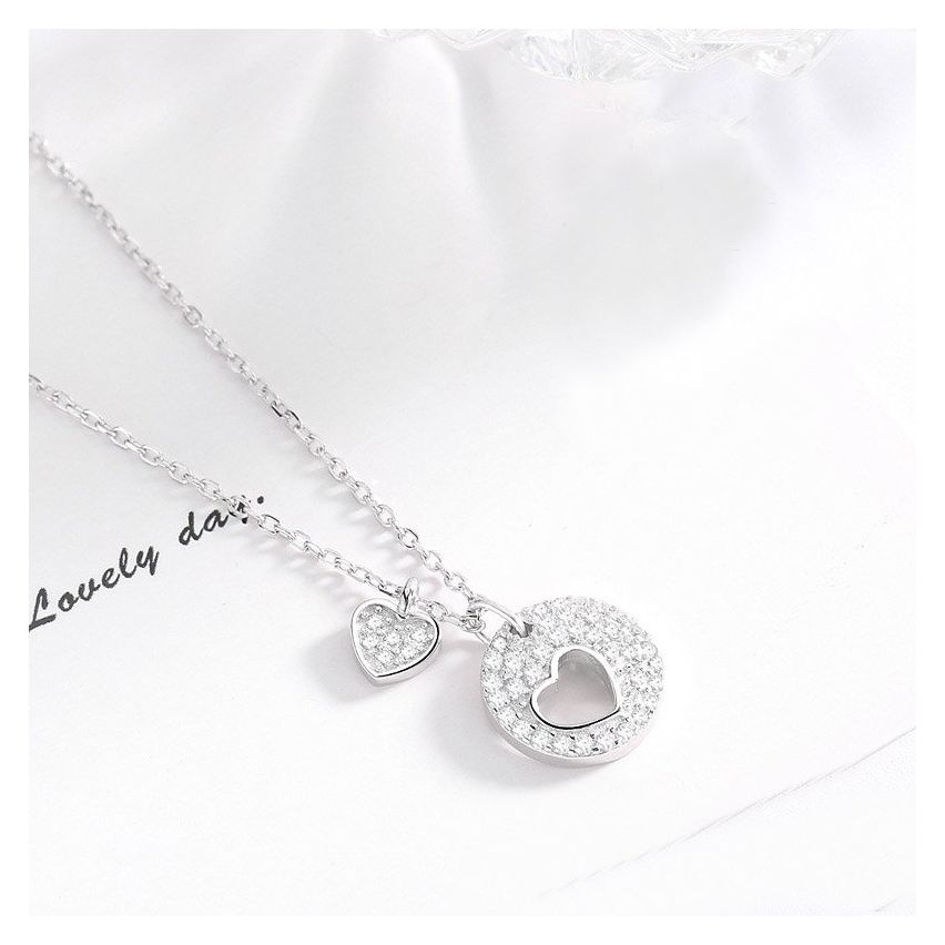 Rhodium Plating Zircon In love Pendants 2.27g