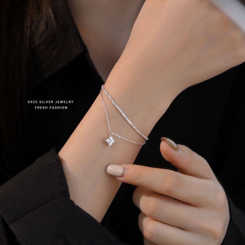 925 Silver Rhodium Plating Zircon Minimalist Bracelets