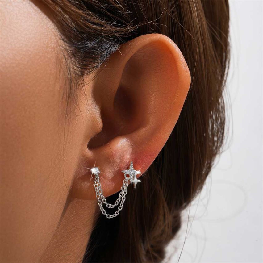 925 Silver Rhodium Plating Zircon Minimalist Earrings