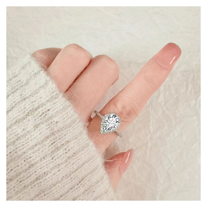 CLASSIC Rhodium Plating 925 Silver Zircon Promise ring Rings