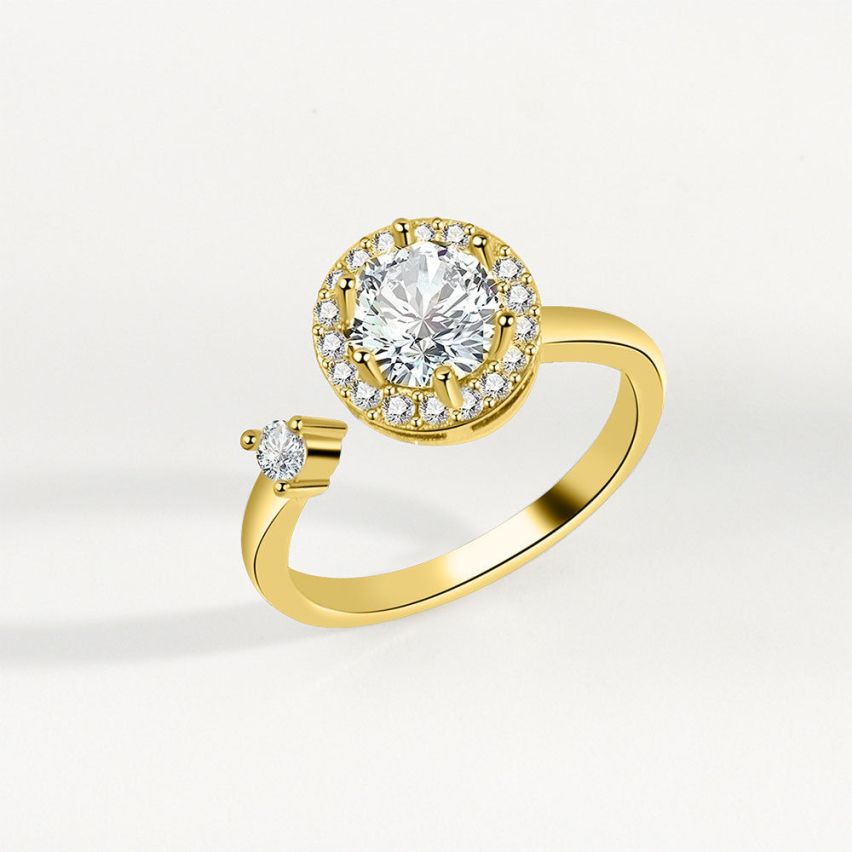 CLASSIC Rhodium Plating 925 Silver Zircon Rotatable Rings