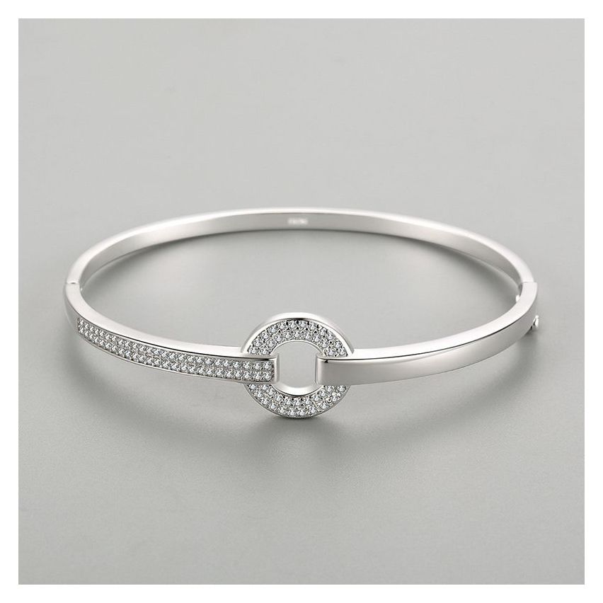 925 Silver Rhodium Plating Zircon Smooth Bangles