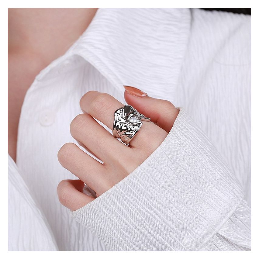 ESSENTIAL Rhodium Plating 925 Silver Zircon Smooth Rings