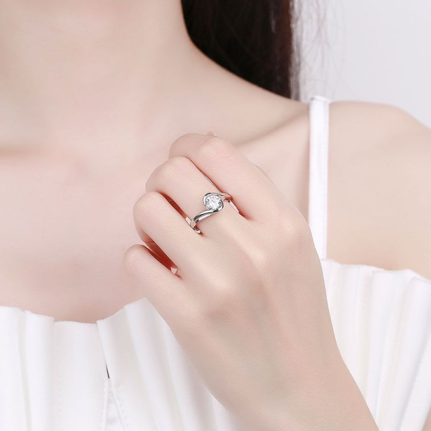 CLASSIC Rhodium Plating 925 Silver Zirconia 5AAAAA Promise ring Rings