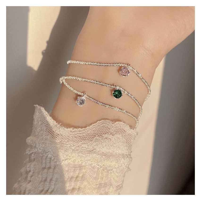 925 Silver Rhodium Plating Zircon Minimalist Bracelets