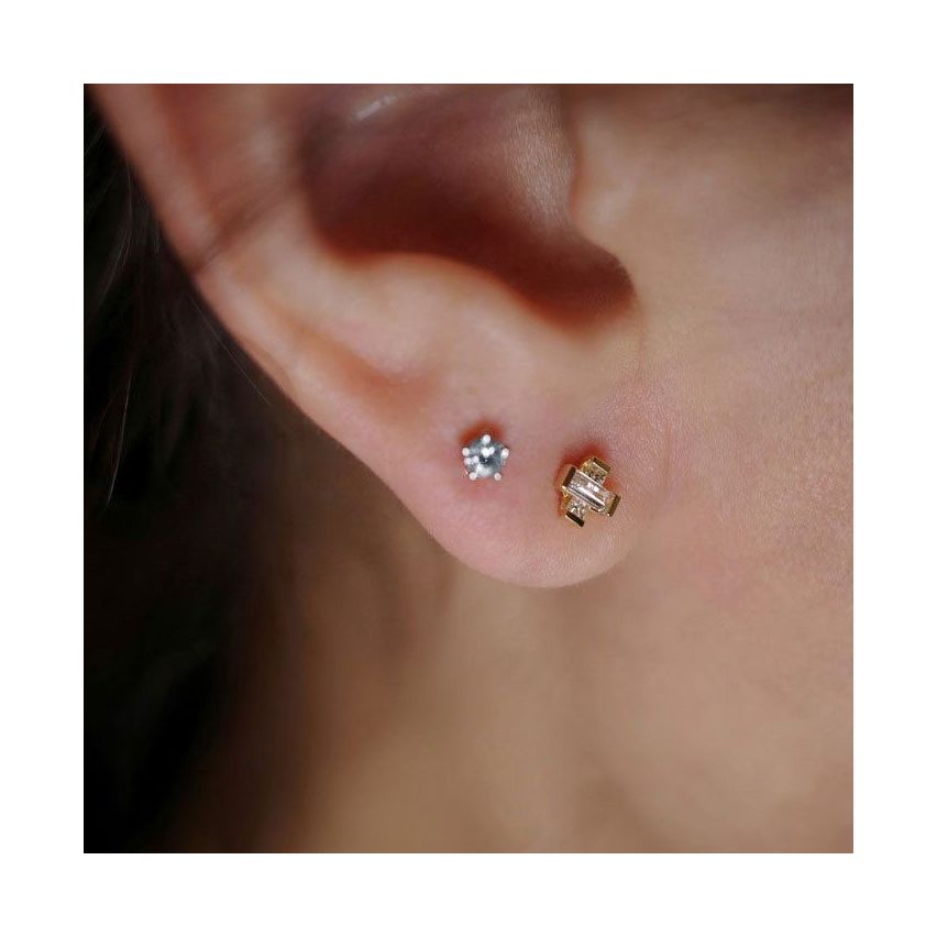 ESSENTIAL Rhodium Plating 925 Silver Zircon Minimalist Earrings