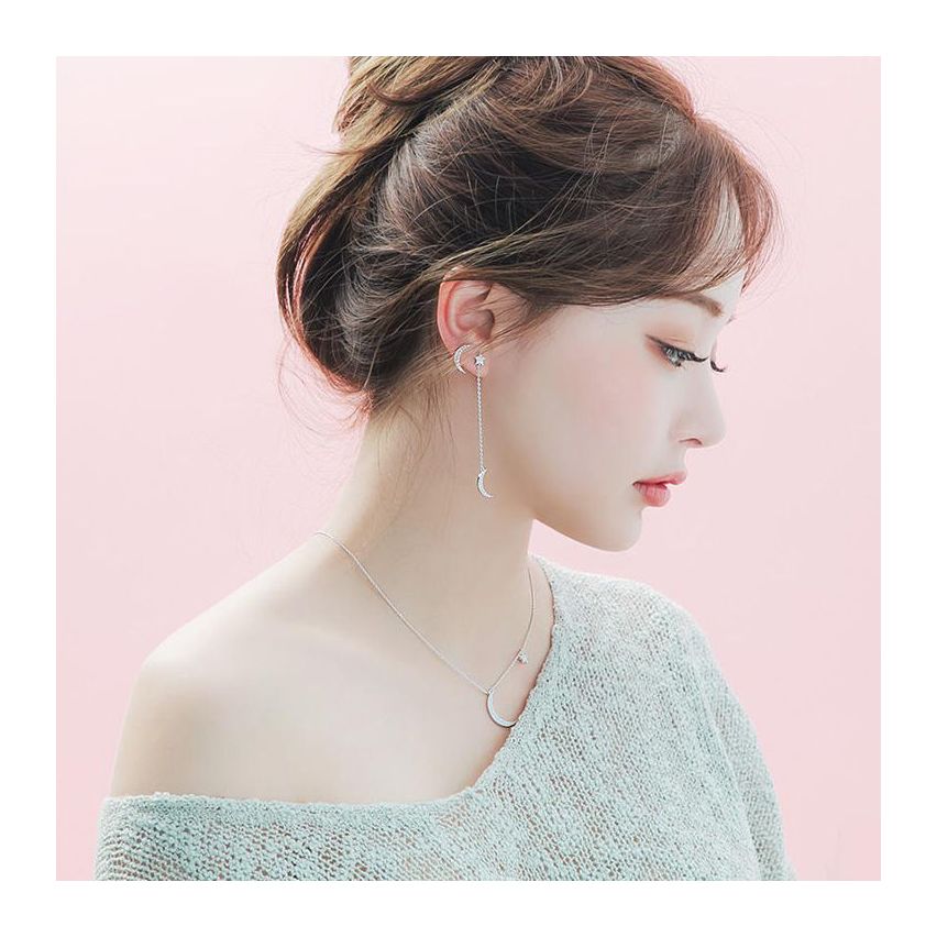 ESSENTIAL Rhodium Plating 925 Silver Zircon Minimalist Earrings