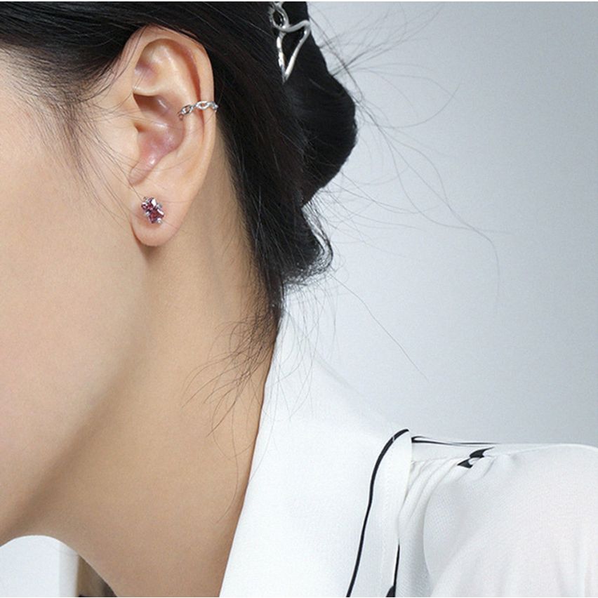 925 Silver Rhodium Plating Zircon Minimalist Earrings