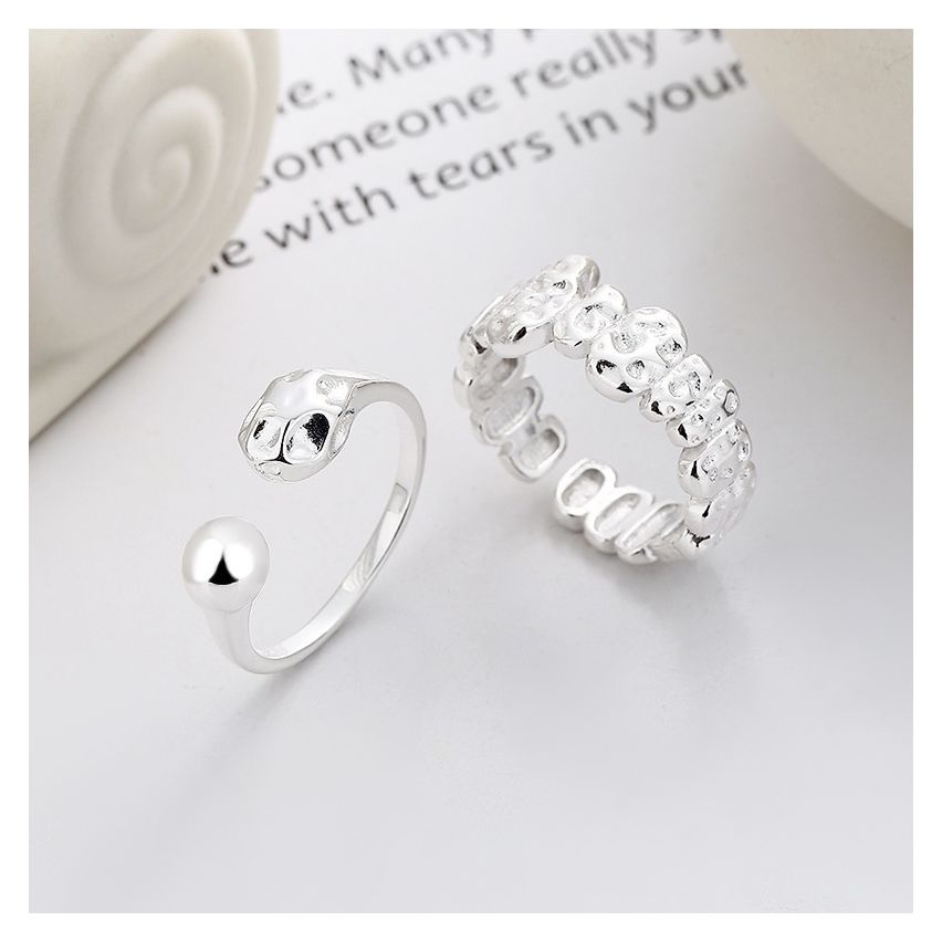 ESSENTIAL Rhodium Plating 925 Silver Geometric Rings