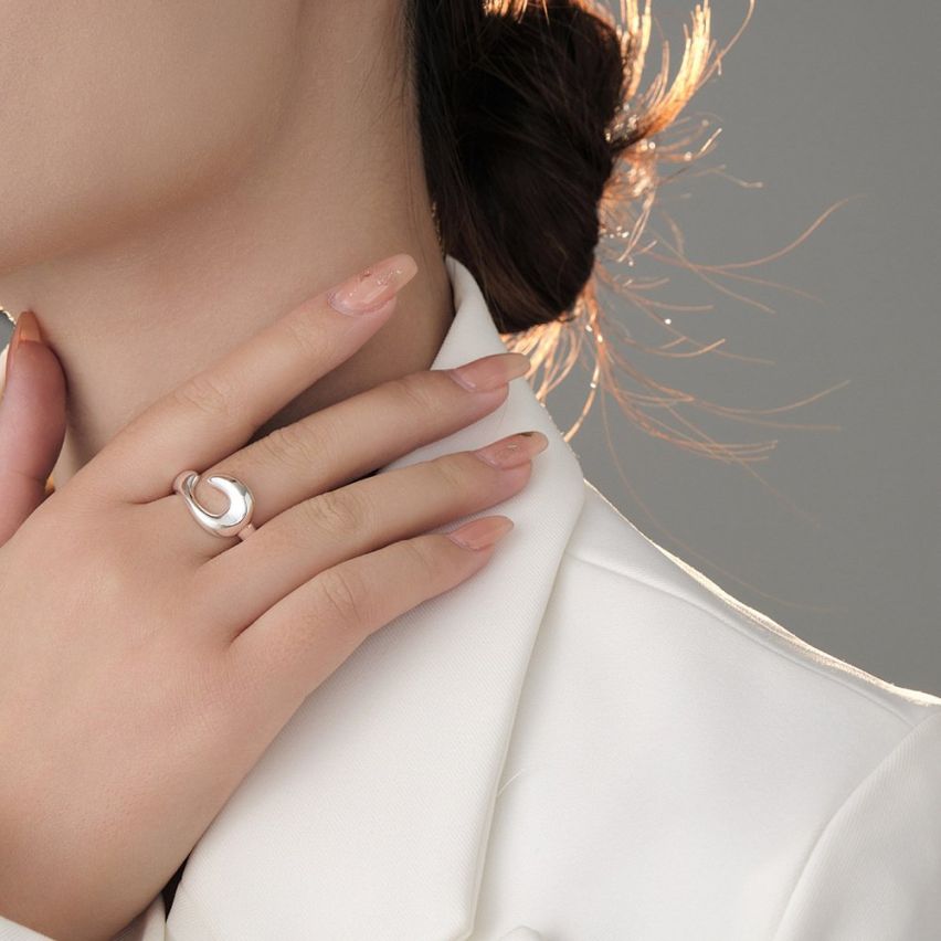 ESSENTIAL Rhodium Plating 925 Silver Geometric Rings