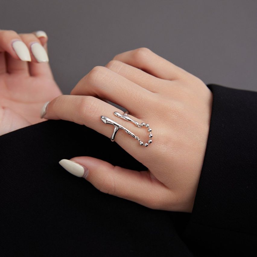 925 Silver Rhodium Plating Geometric Rings