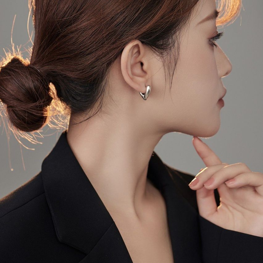 925 Silver Rhodium Plating Hoop Earrings