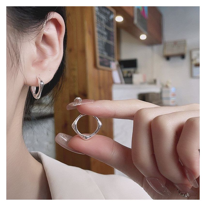 925 Silver Rhodium Plating Hoop Earrings