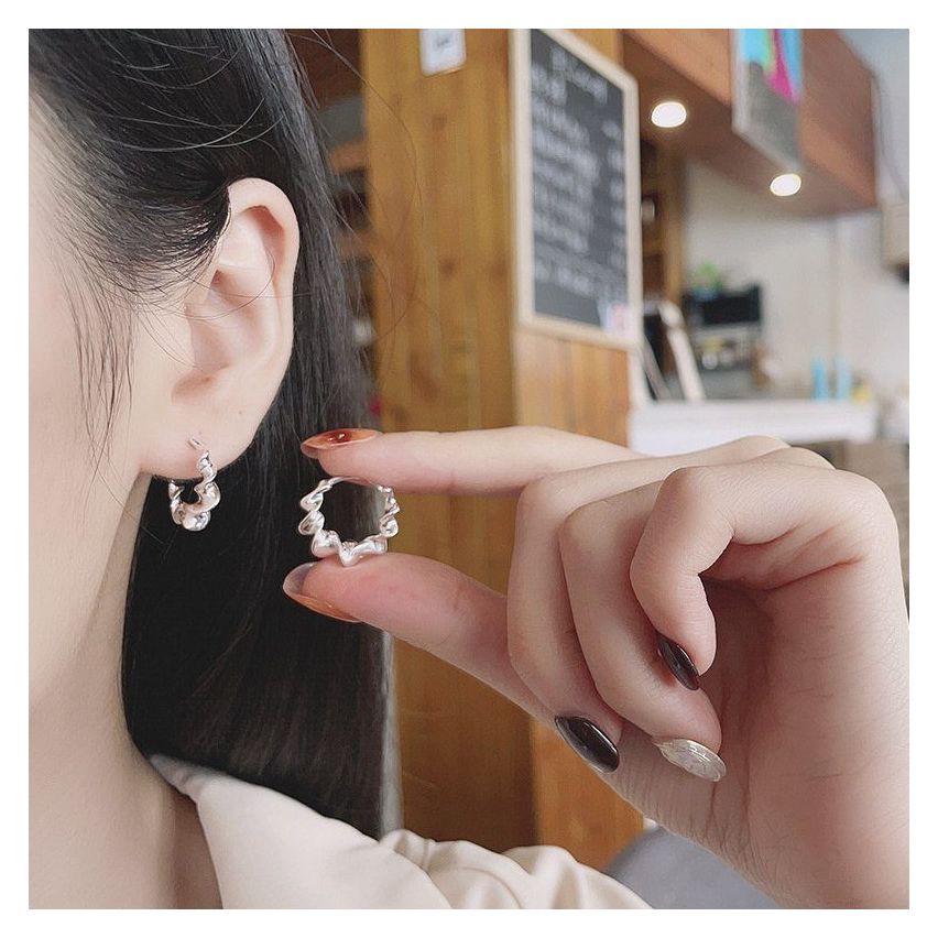 925 Silver Rhodium Plating Hoop Earrings