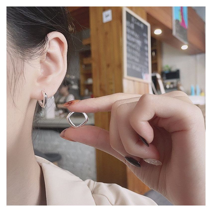 925 Silver Rhodium Plating Hoop Earrings 