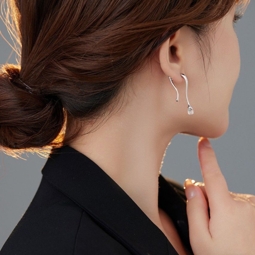 ESSENTIAL Rhodium Plating 925 Silver Long Earrings