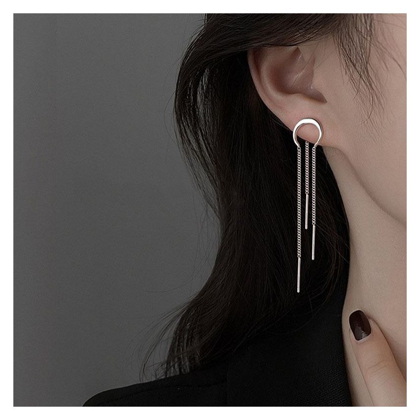 925 Silver Rhodium Plating Long Earrings