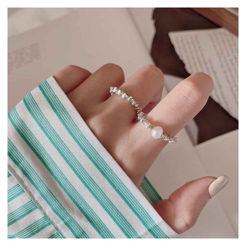 ESSENTIAL Rhodium Plating 925 Silver Geometric Rings