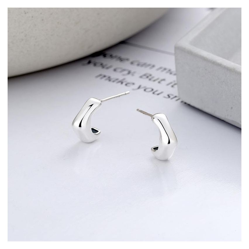 925 Silver Rhodium Plating Smooth Earrings