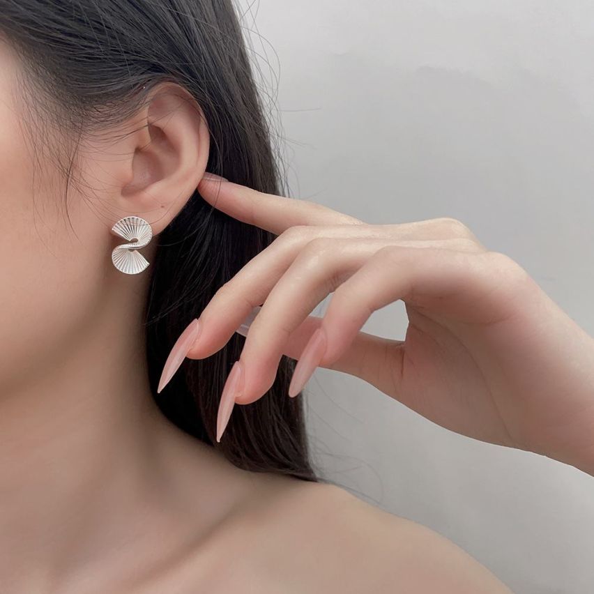 ESSENTIAL Rhodium Plating 925 Silver Texture Earrings