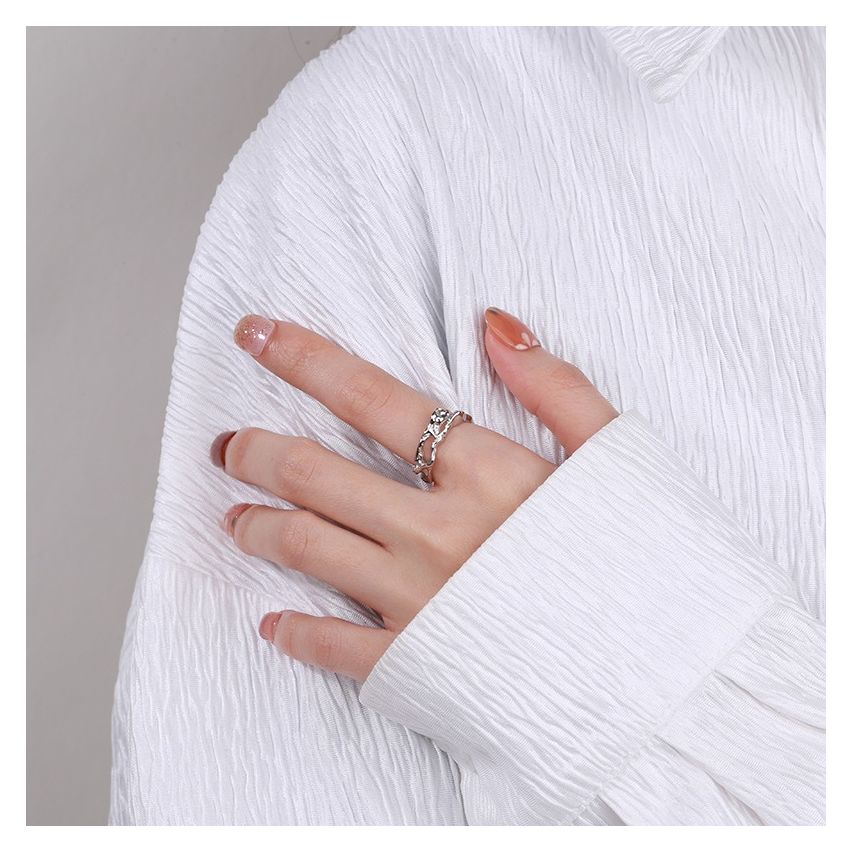 ESSENTIAL Rhodium Plating 925 Silver Texture Rings