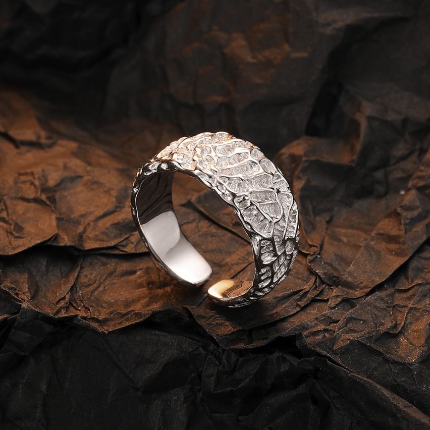 BOHEMIAN Rhodium Plating 925 Silver Texture Rings