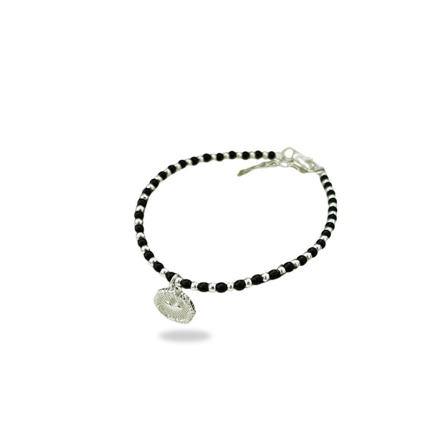 925 Silver Rhodium Plating Black Beads Bracelets