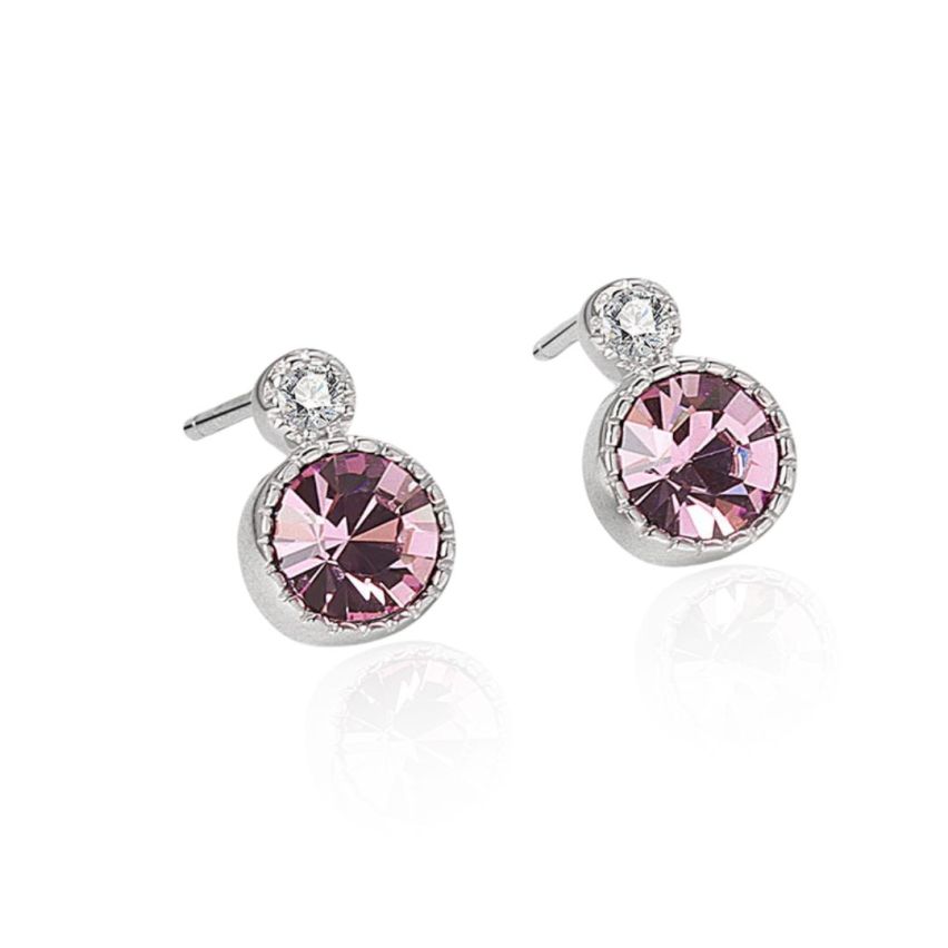 925 Silver Rhodium Plating Pink Zircon Earrings 1.74g