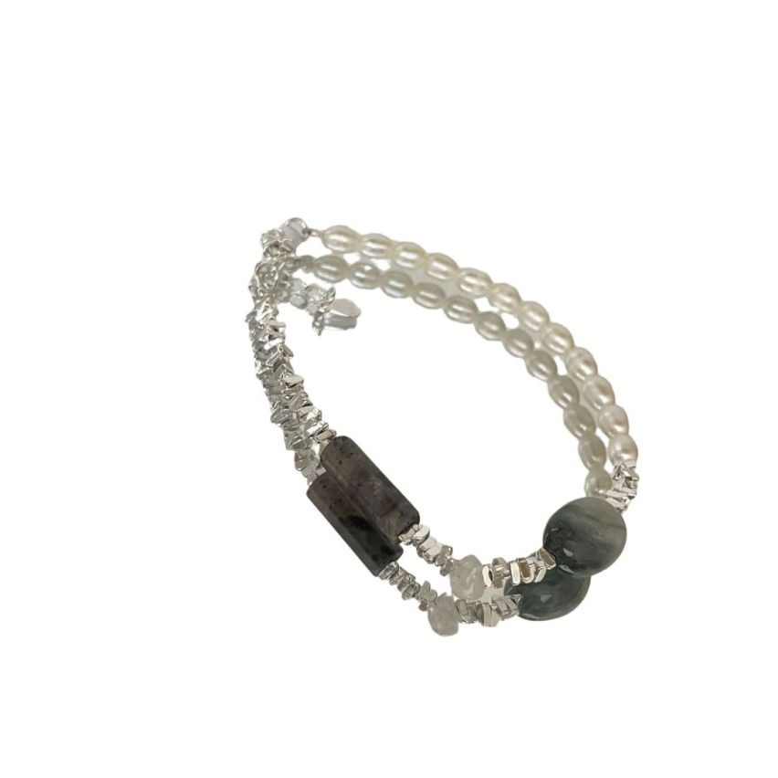 925 Silver Rhodium Plating Pearl Beads Bracelets