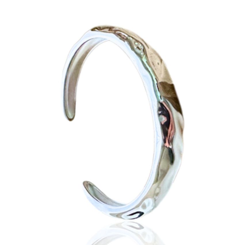 ESSENTIAL Rhodium Plating 925 Silver Texture Bangles 28g 
