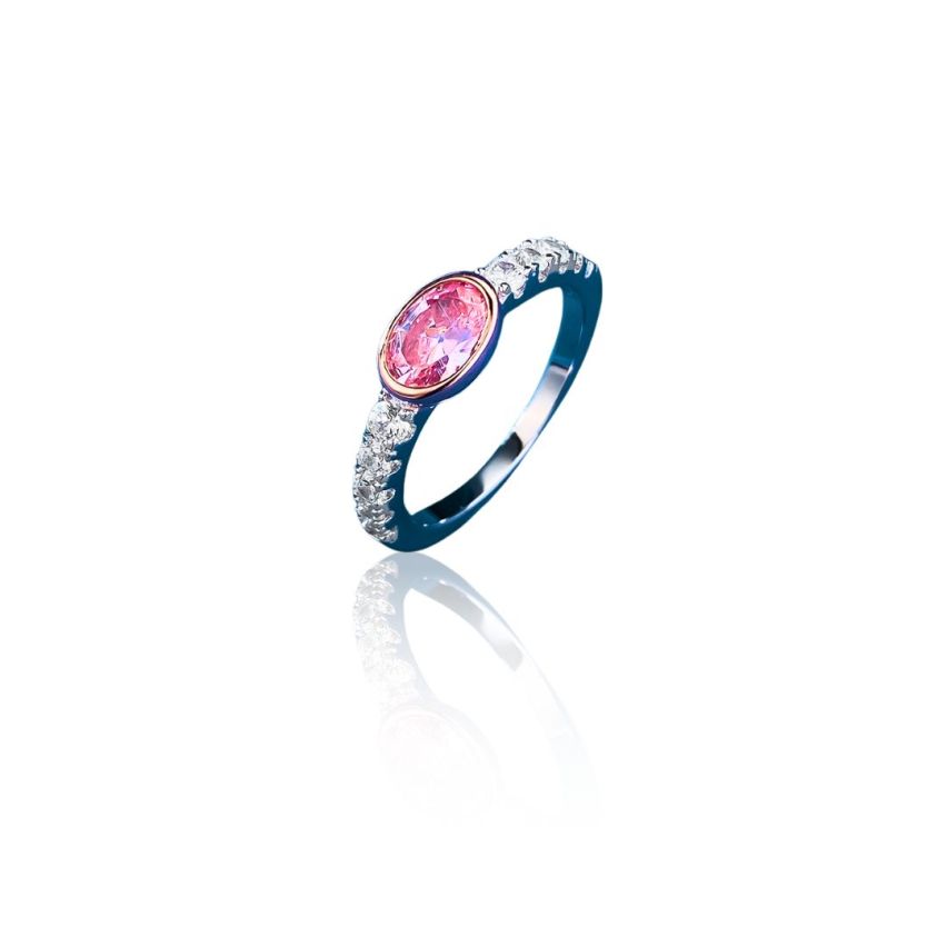 925 Silver Rhodium Plating Pink Zircon Rings 3g EU54 - ES14 - US7,00