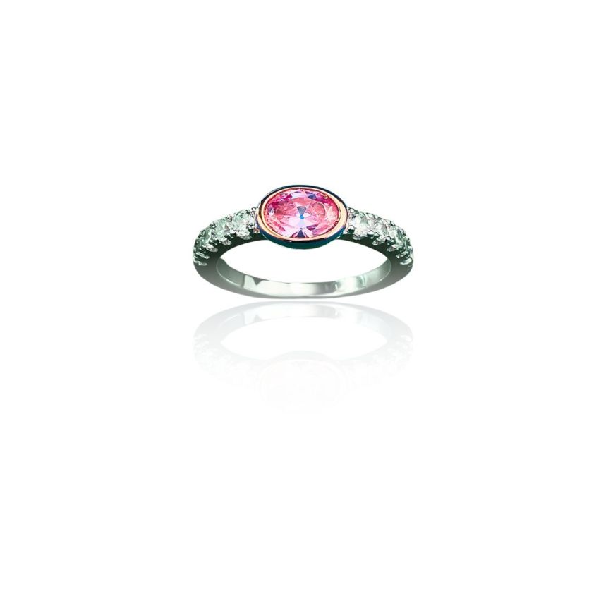 925 Silver Rhodium Plating Pink Zircon Rings 3g EU57 - ES17 - US8,00