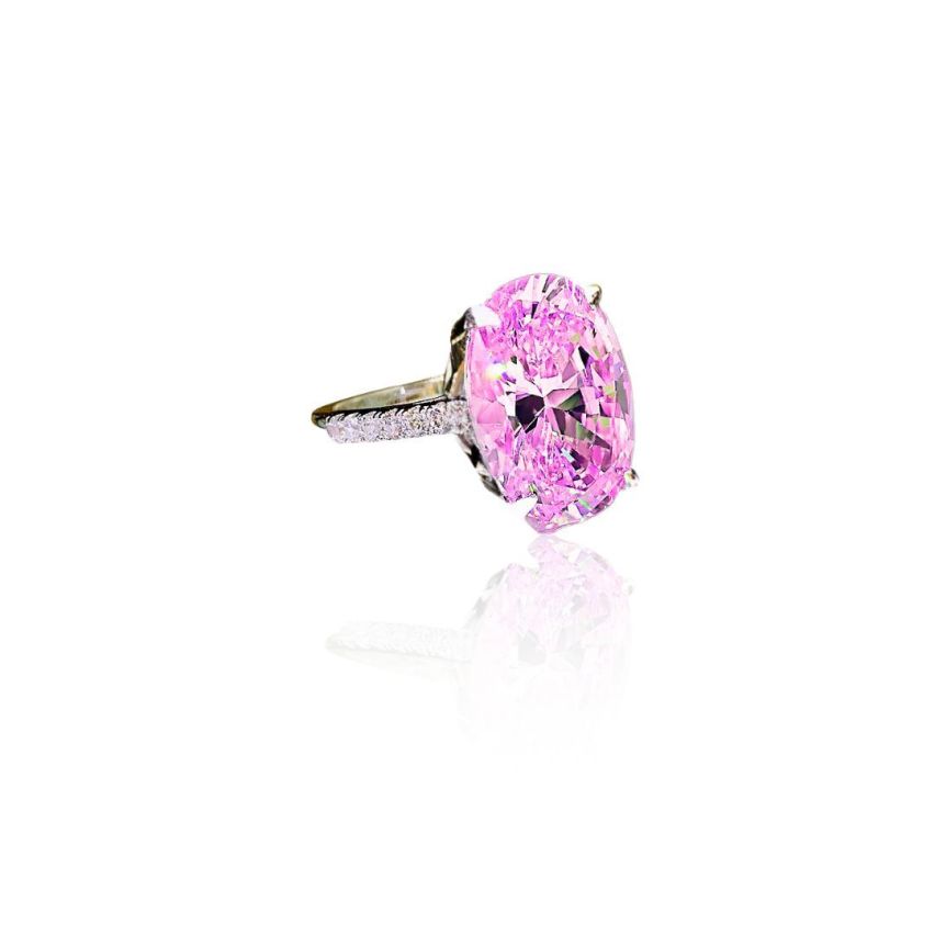 925 Silver Rhodium Plating Pink Zircon Rings