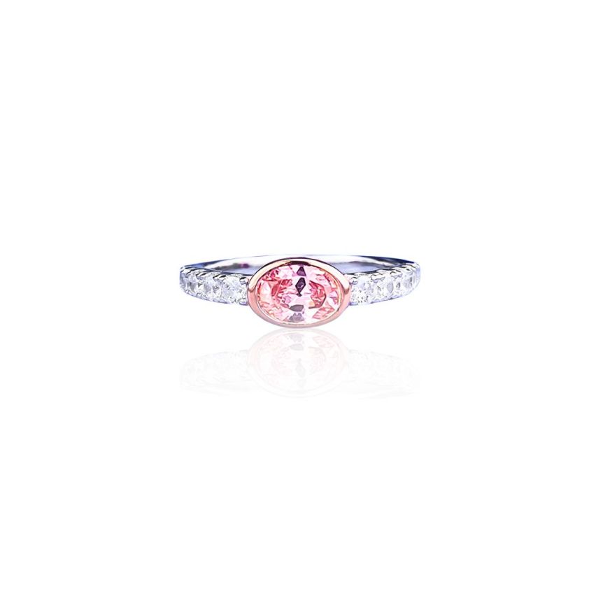 925 Silver Rhodium Plating Pink Zircon Rings