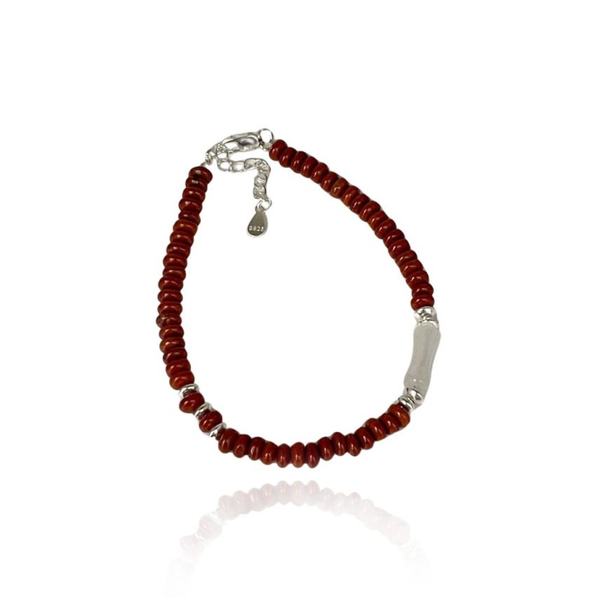 925 Silver Rhodium Plating Red Beads Bracelets