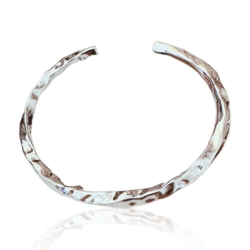 925 Silver Rhodium Plating Texture Bangles 19g 182x4.3mm