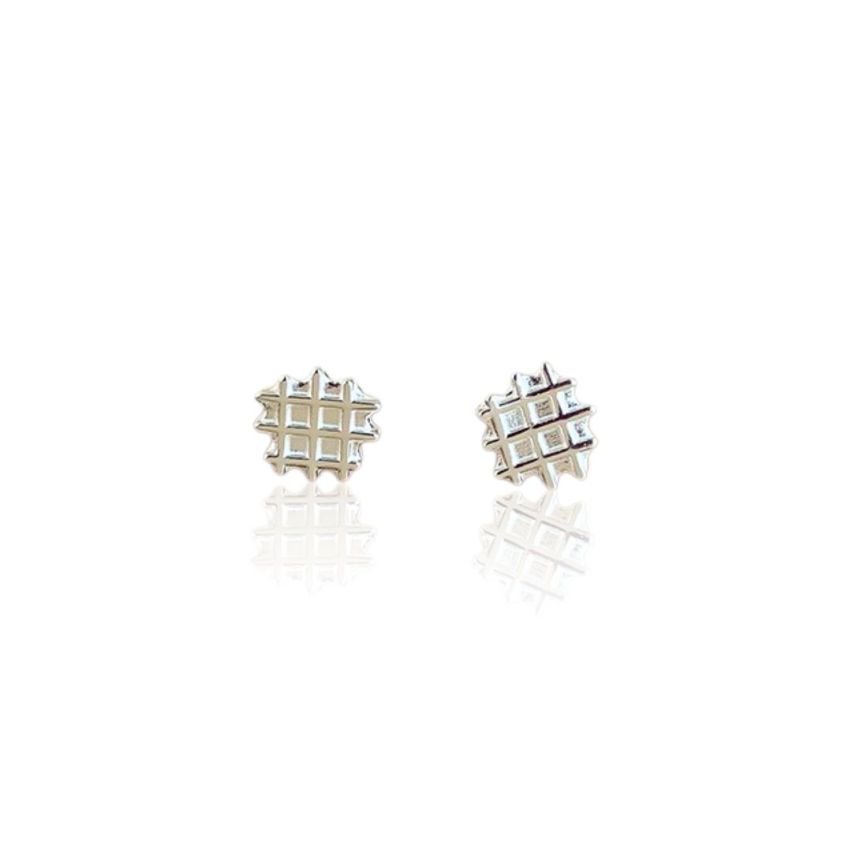 999 Silver Rhodium Plating Stud Earrings 0. 64g 6.74x6.38mm