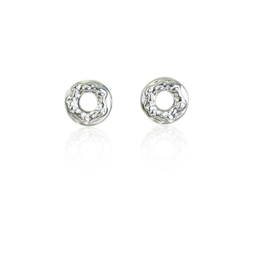 999 Silver Rhodium Plating Stud Earrings 0.71g 6.41x6.35mm