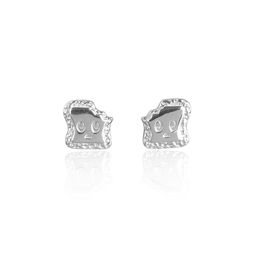 999 Silver Rhodium Plating Stud Earrings 0.77g 6.82x6.80mm