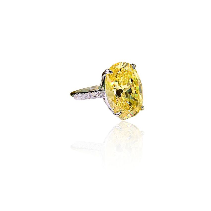 925 Silver Rhodium Plating Yellow Zircon Rings