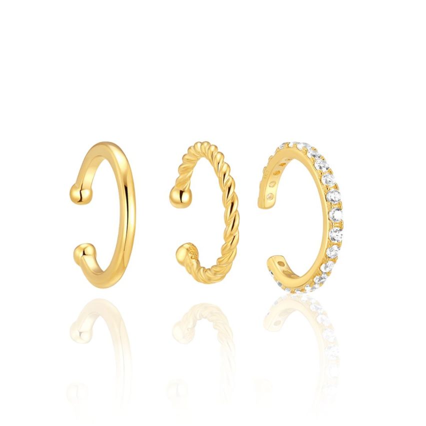 925 Silver Gold Plating Zircon Sets Earrings 1.44g